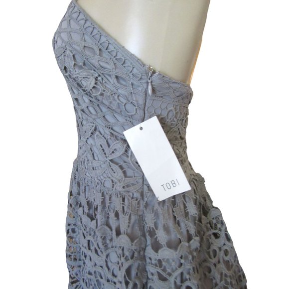 New w Tags, Tobi My Soul Gray Lace Halter Mini Dress in Sz Small - Picture 6 of 9